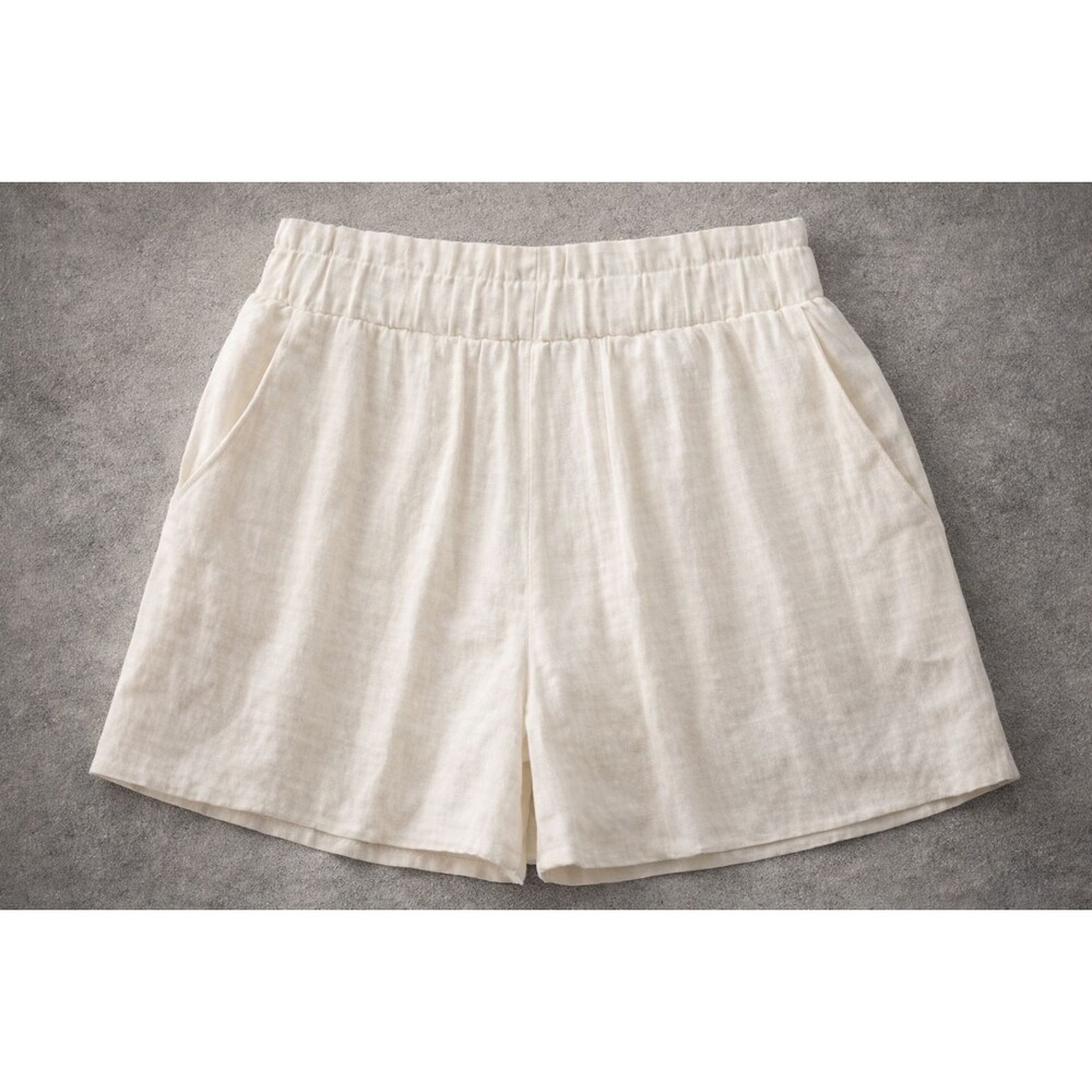 Lulus Pull On Shorts Cream Lined Elastic Waist Pockets Resort Womens Small
